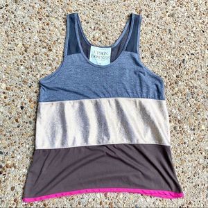 Upson Downes by William Anzevino Gold Metallic Gray Sheer Tank Size M